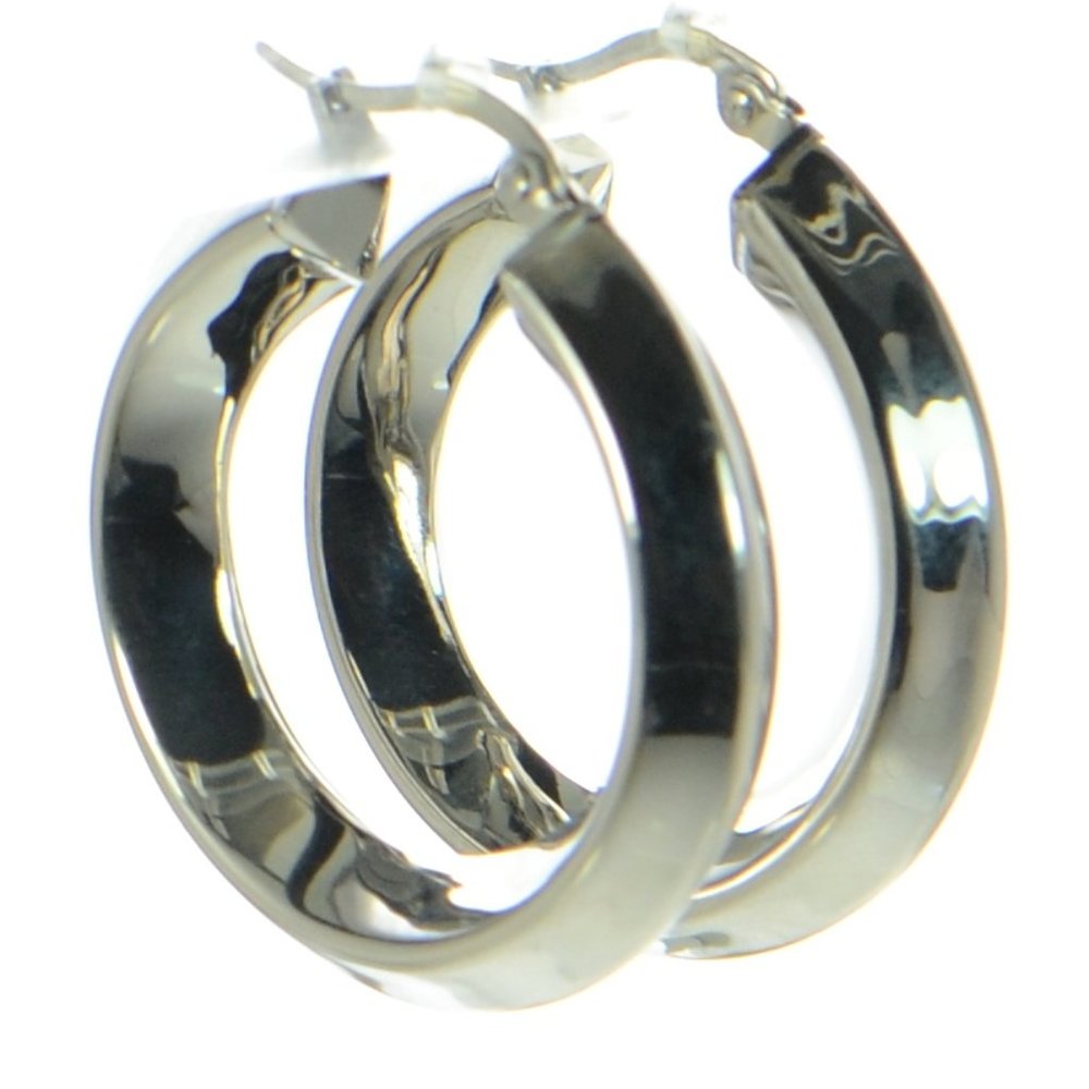 Steel by Design Stainless Steel Knife Edge Hoop Earrings